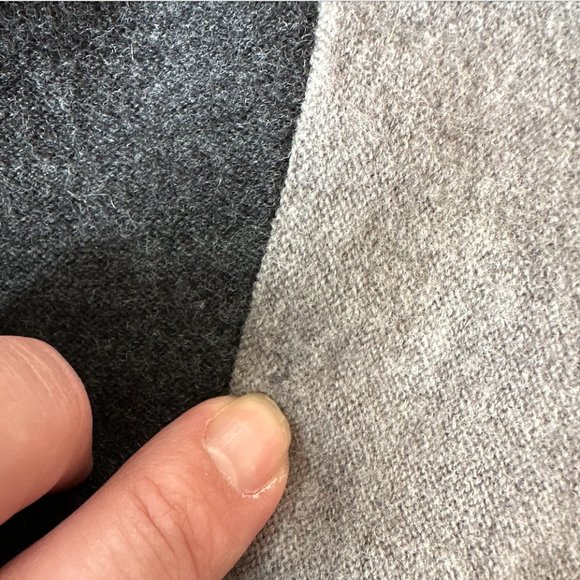 Paraphrase open front hooded cardigan sweater patchwork wool colorblock gray L - Picture 10 of 10